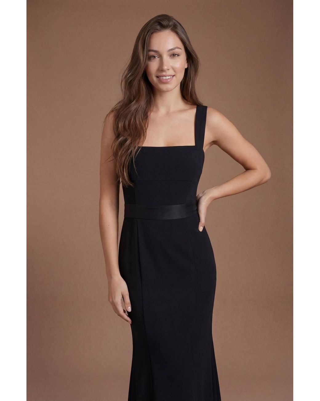Coast Black Strappy Satin Bridesmaid Dress With Tie Back Detail