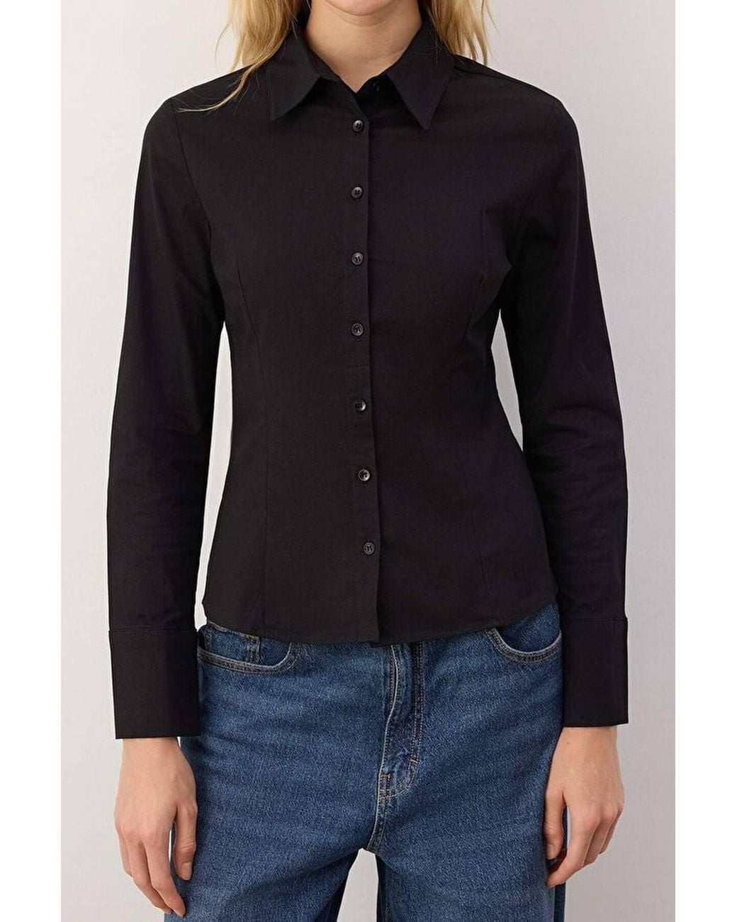 WOVCOR Blue Waist-Fitted Cotton Woven Shirt