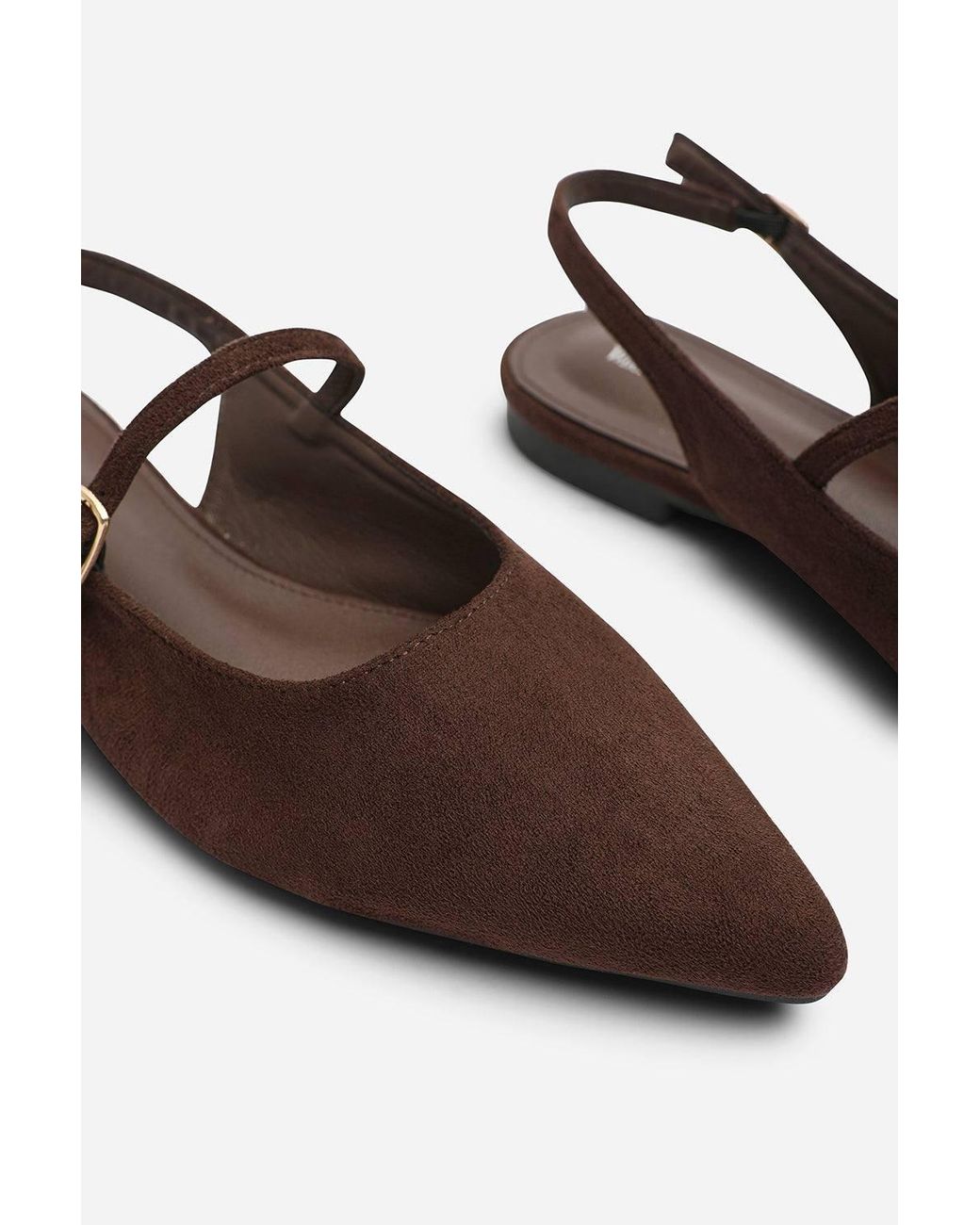 Where's That From Blue Estrella Wide Fit Pointed Toe Mary Jane Open Back Ballet Flats