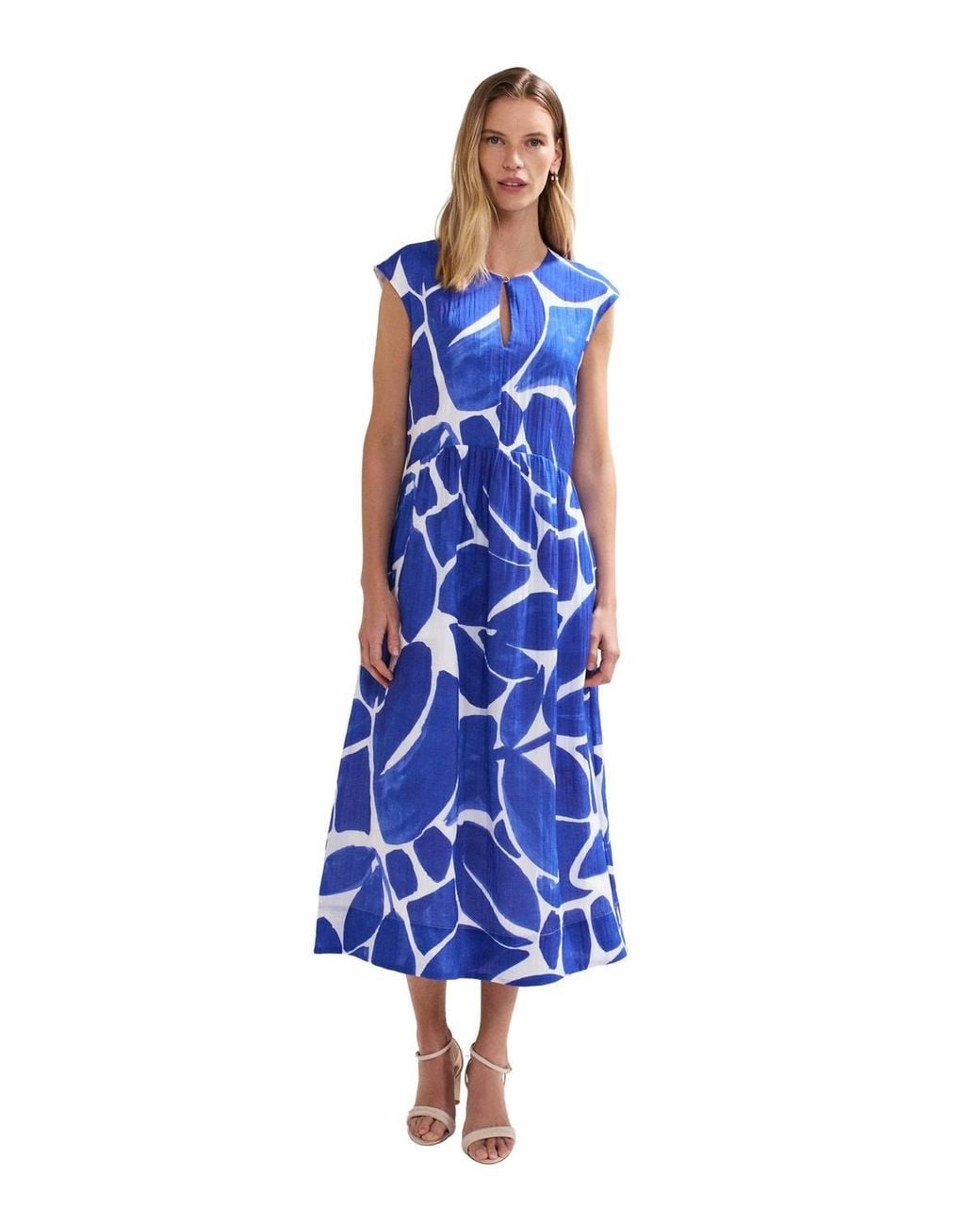 Phase Eight Blue Talah Keyhole Neck Midi Dress