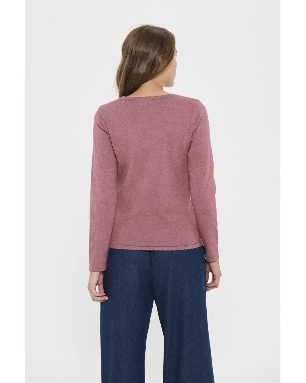 Saint Tropez Pink Milasz Long Sleeve V-Neck Jumper