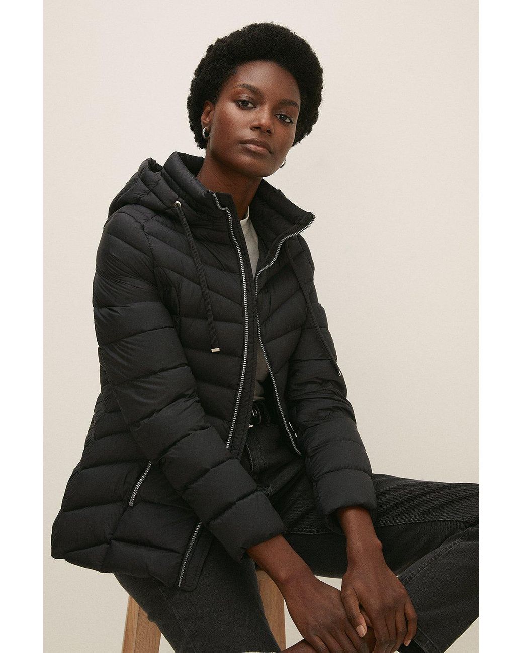 Oasis black padded clearance coat