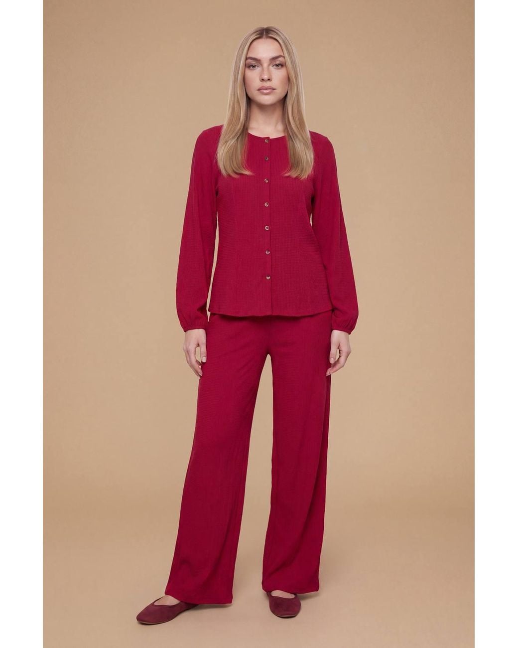 Dorothy Perkins Red Knot Front Crinkle Jersey T-Shirt