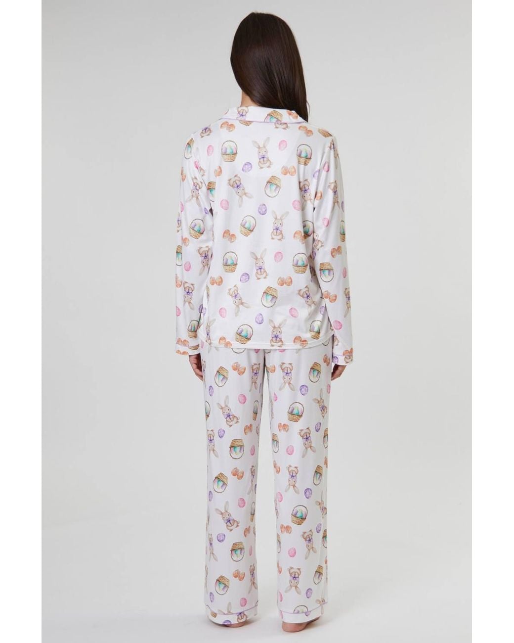 Loungeable Multicolor Bunny Printed Jersey Long Sleeve & Trouser Set