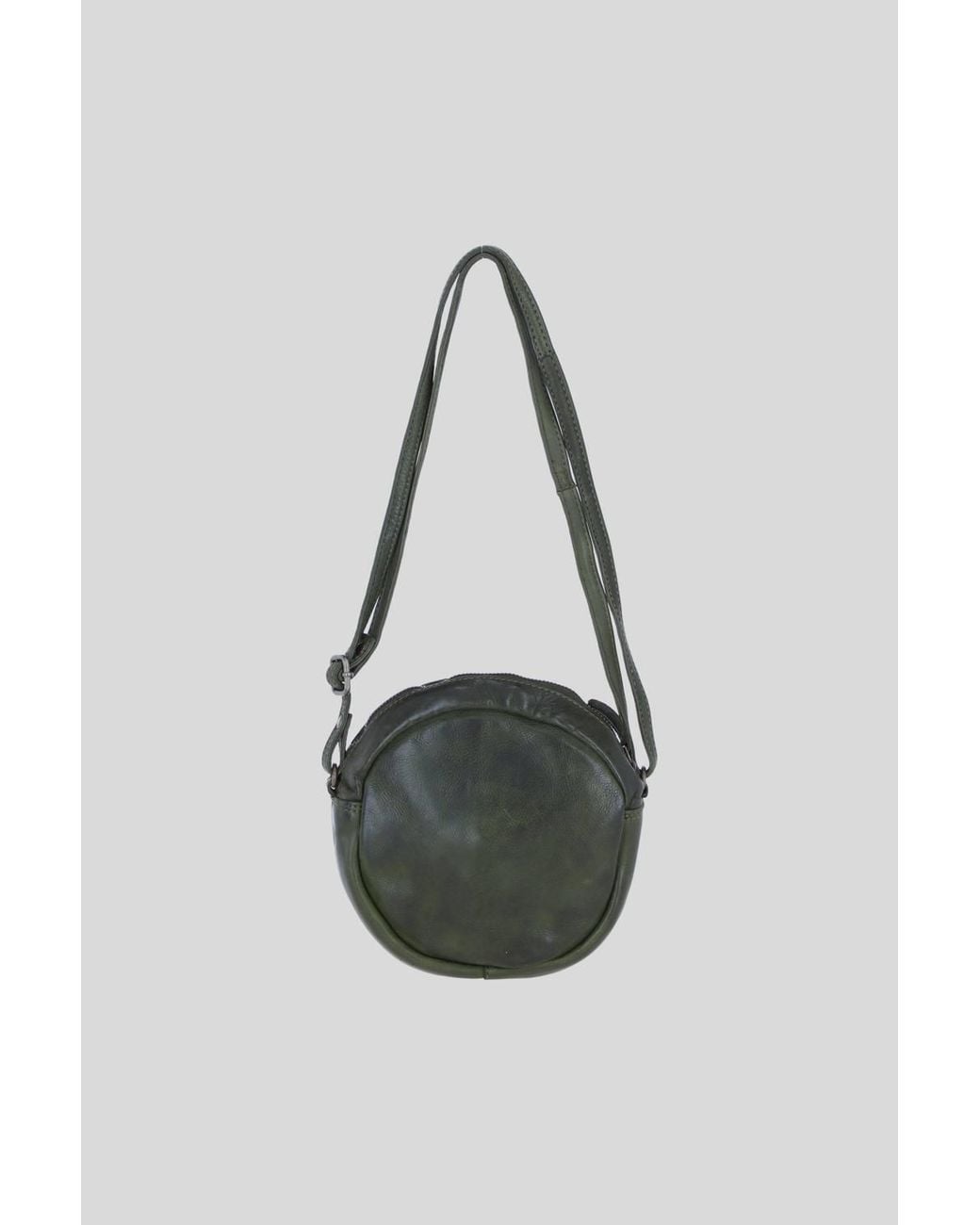 Ashwood Leather Green Leather Round Woven Crossbody Bag W/ Adjustable Strap