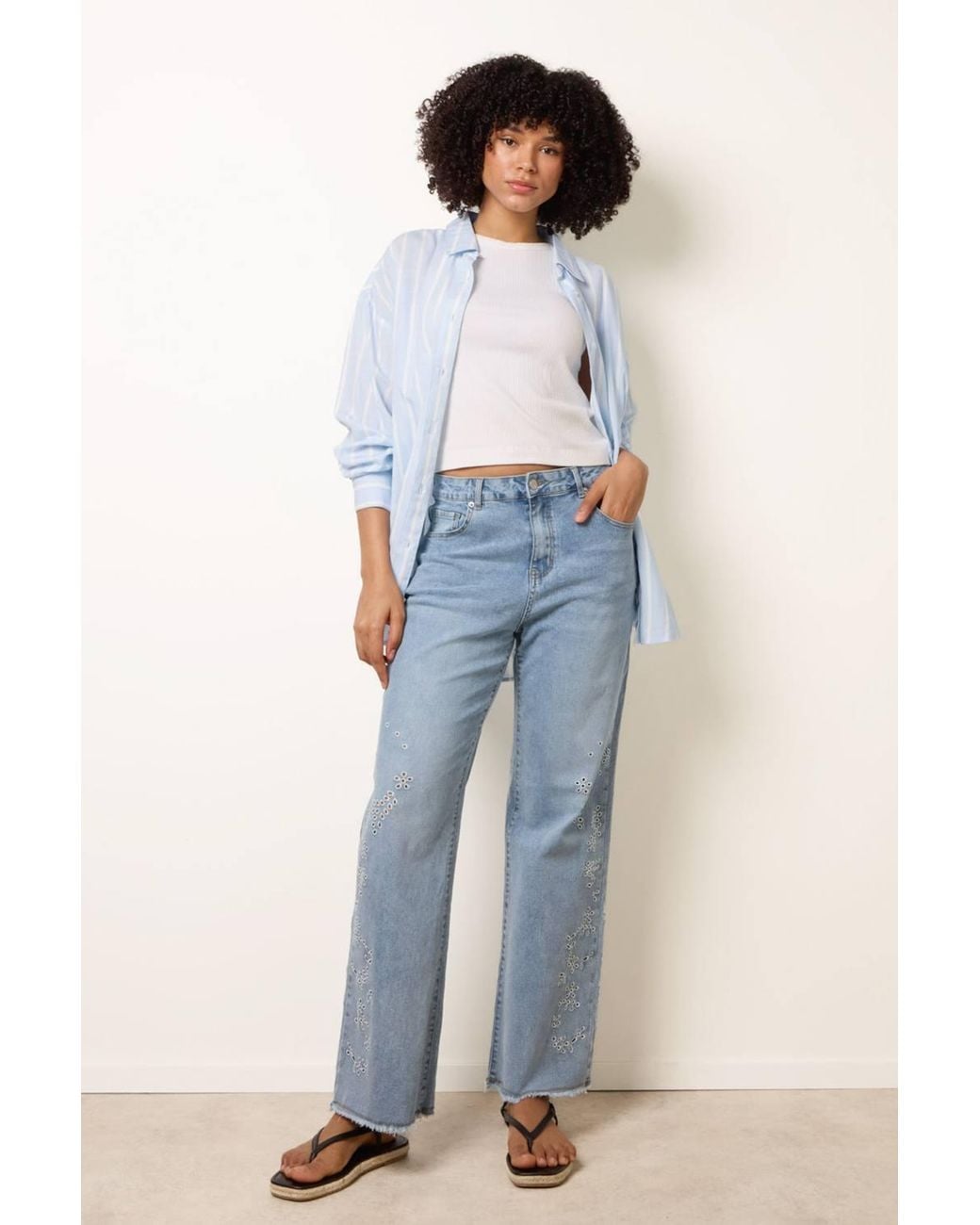 Blue Vanilla Blue Wide-Flared Slip On Jeans