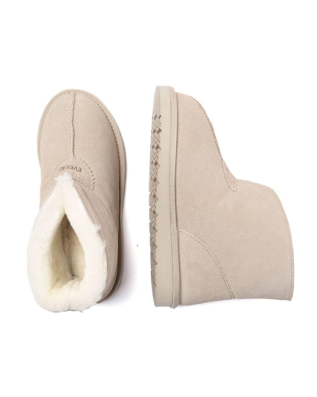 EverAu Australia Natural Real Sheepskin Owl Ankle Slippers W/ Eva Sole