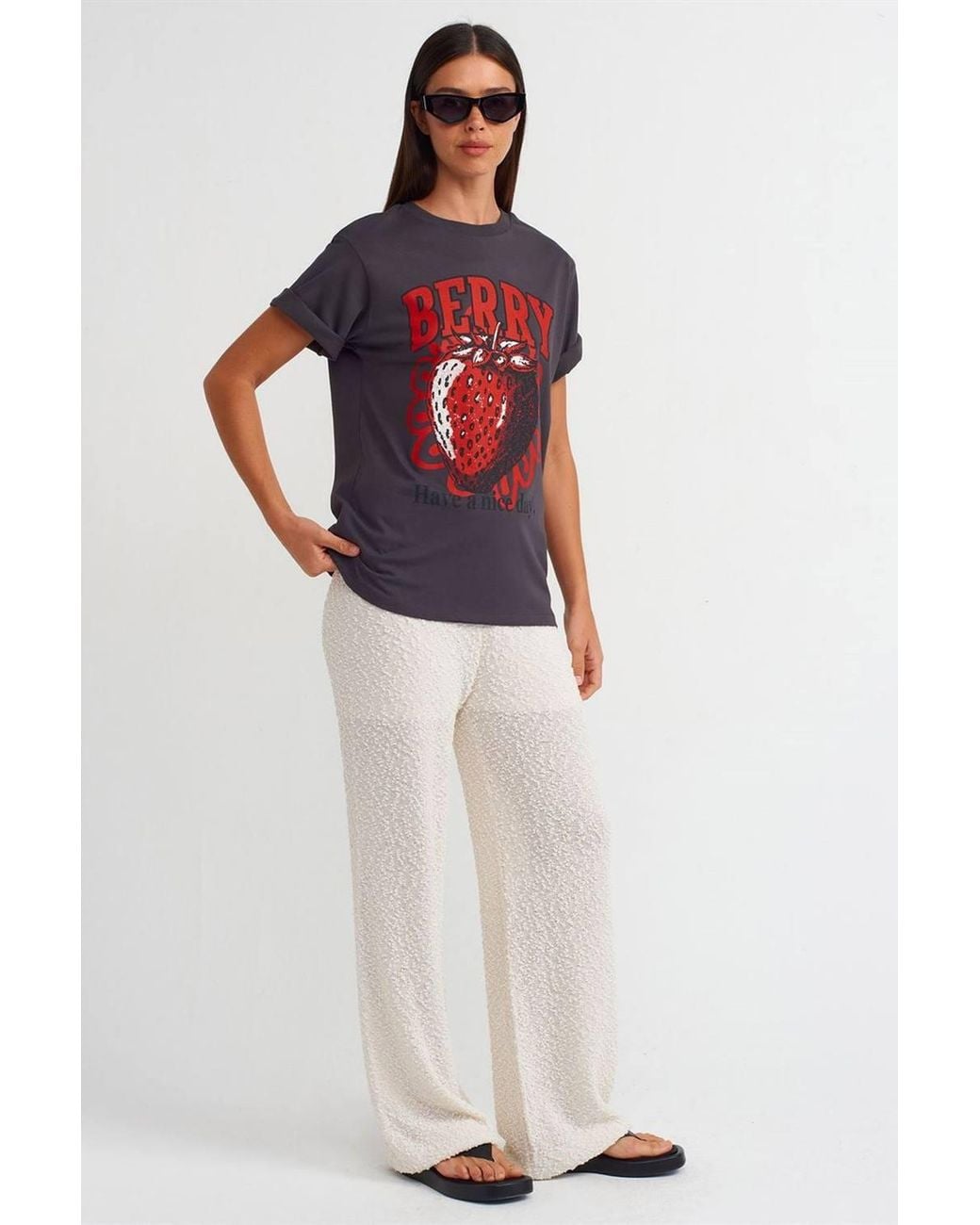 Dilvin Red Cotton Printed Crew Neck T-Shirt