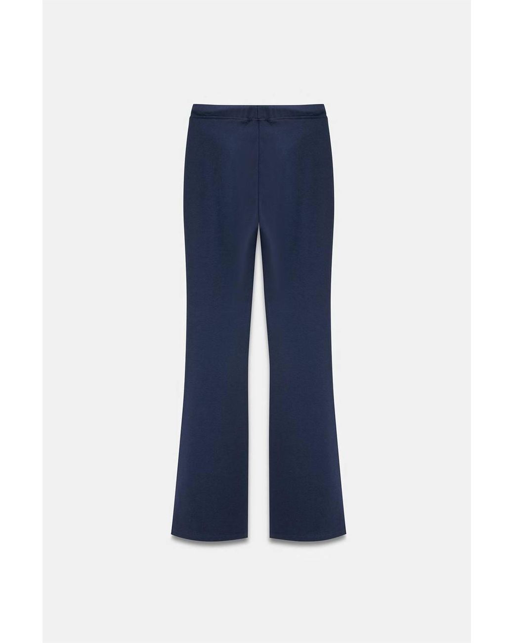 Dilvin Blue Mid-Waist Flare Jersey Pants W/ Drawstring