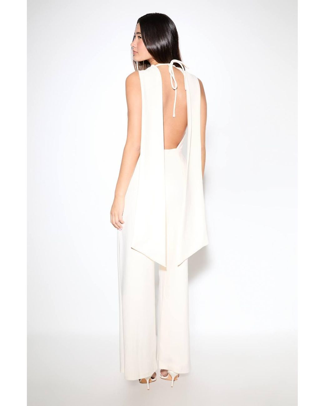 MissPap White Scarf Detail High Neck Jumpsuit