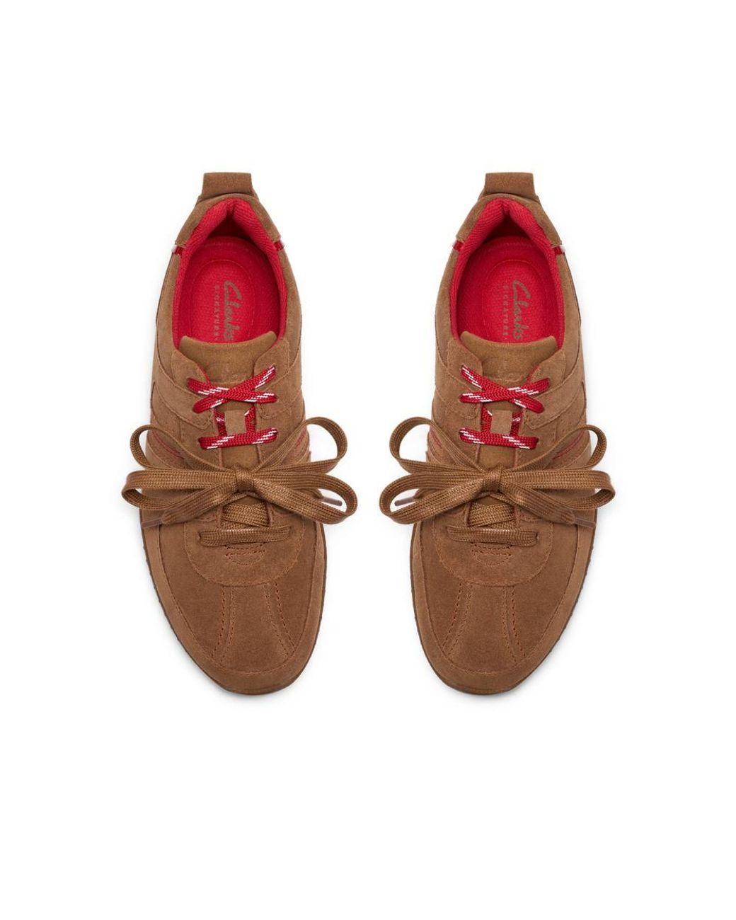 Clarks Brown Meridor Lace Dark Tan Suede Trainers, Lace Up