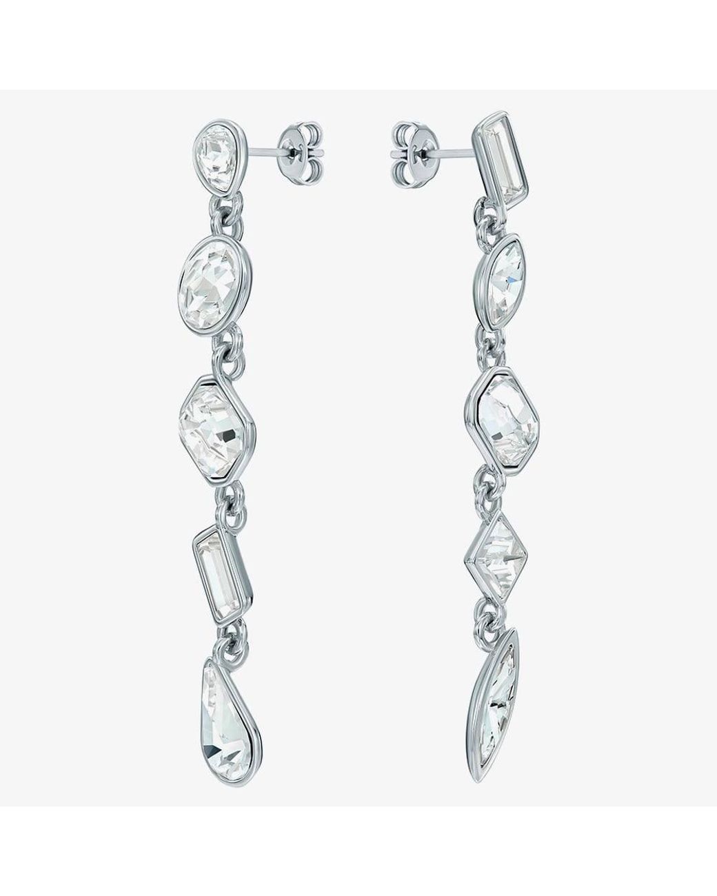 Ted Baker White Julianna Tone Plated Cut Crystal Drop Earrings Tbj4202-01-02