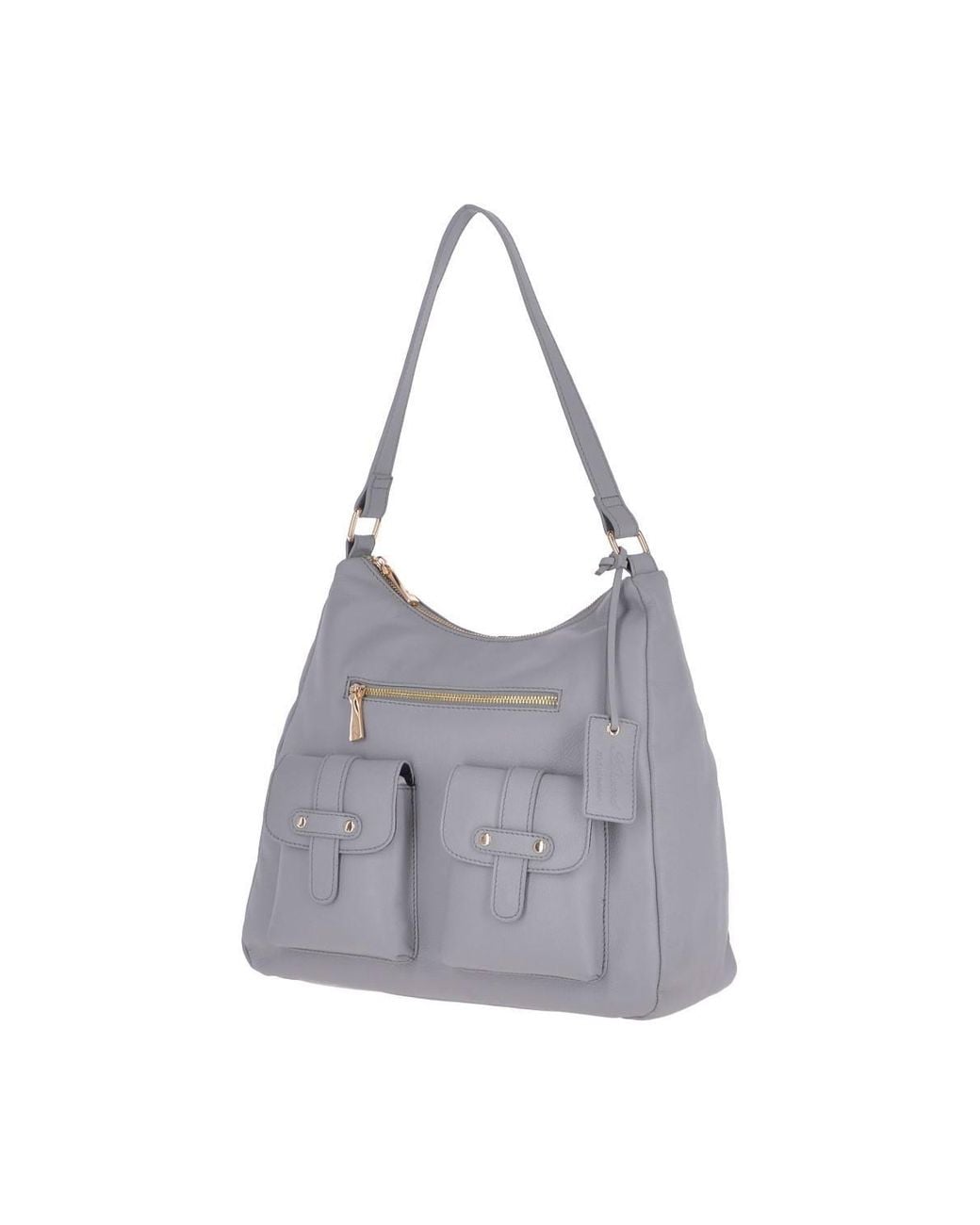 Ashwood Leather Gray Real Leather Medium Shoulder Bag