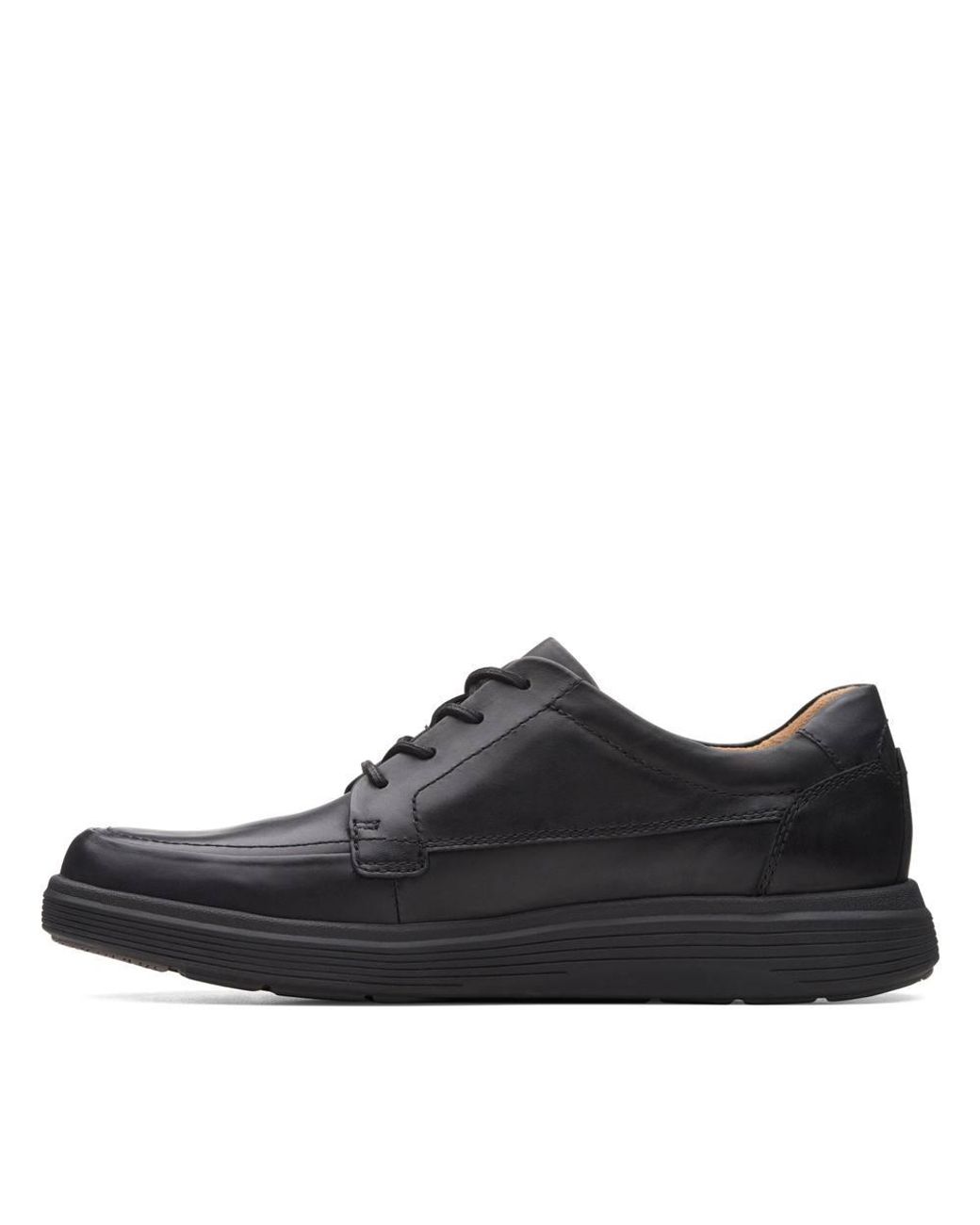Clarks Black Un Abode Ease Leather Derby Shoes, Lace Up for men