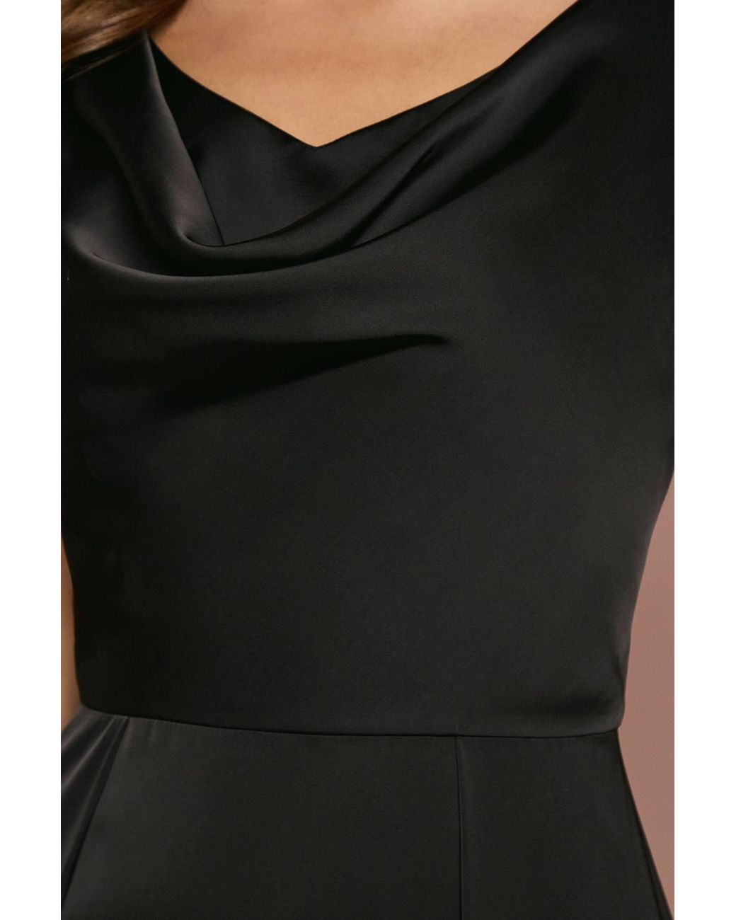 Coast Black Honoured Sleeveless Cowl Neck Satin Maxi Bridesmaid Dress