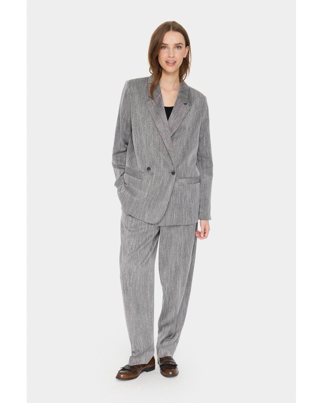 Saint Tropez Gray Glendasz Double-Breasted Blazer