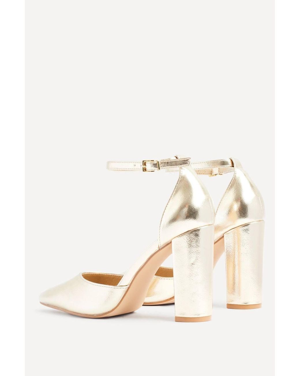 Linzi White Mara Faux Leather Block Heeled Court Shoe