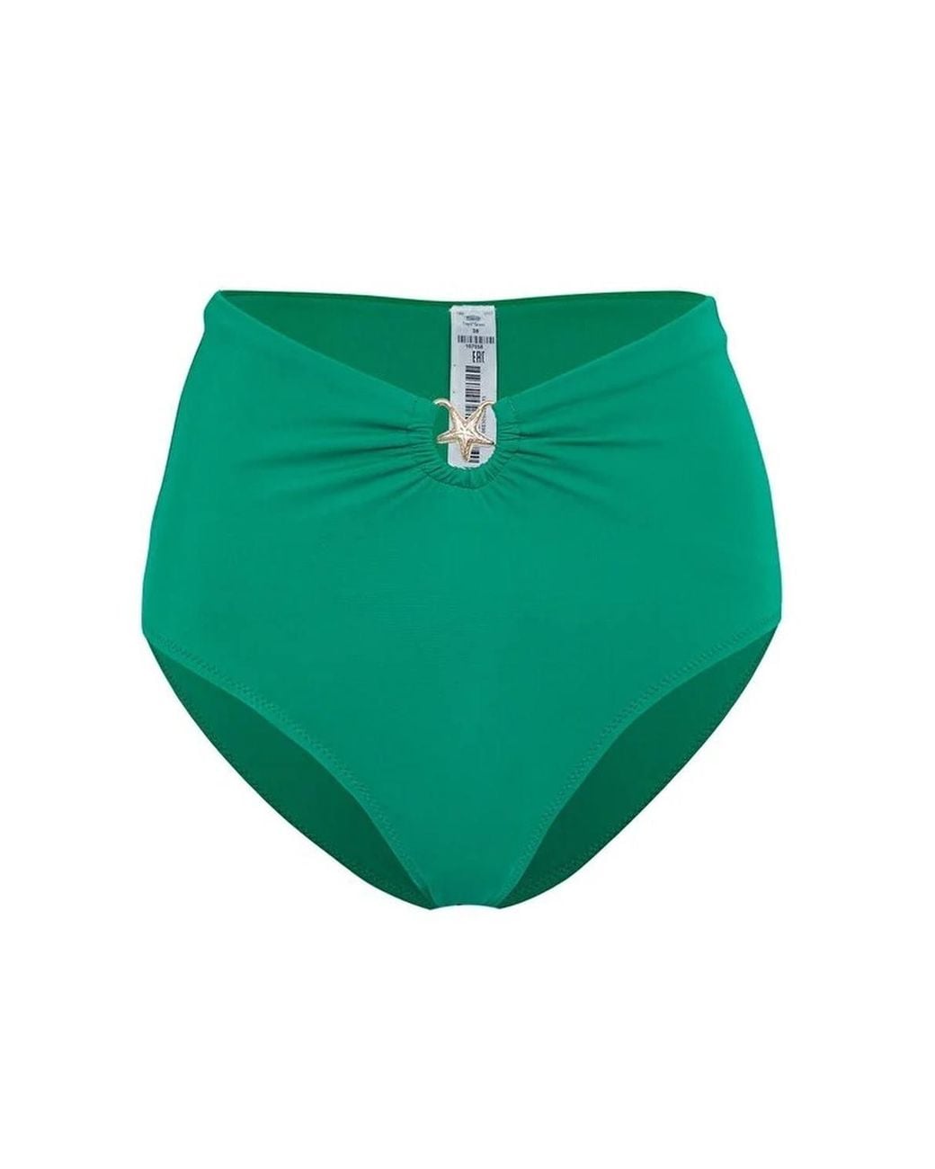 WOVCOR Green High Waist Hardware Detail Shaping Bikini Bottom W/ Front Accent