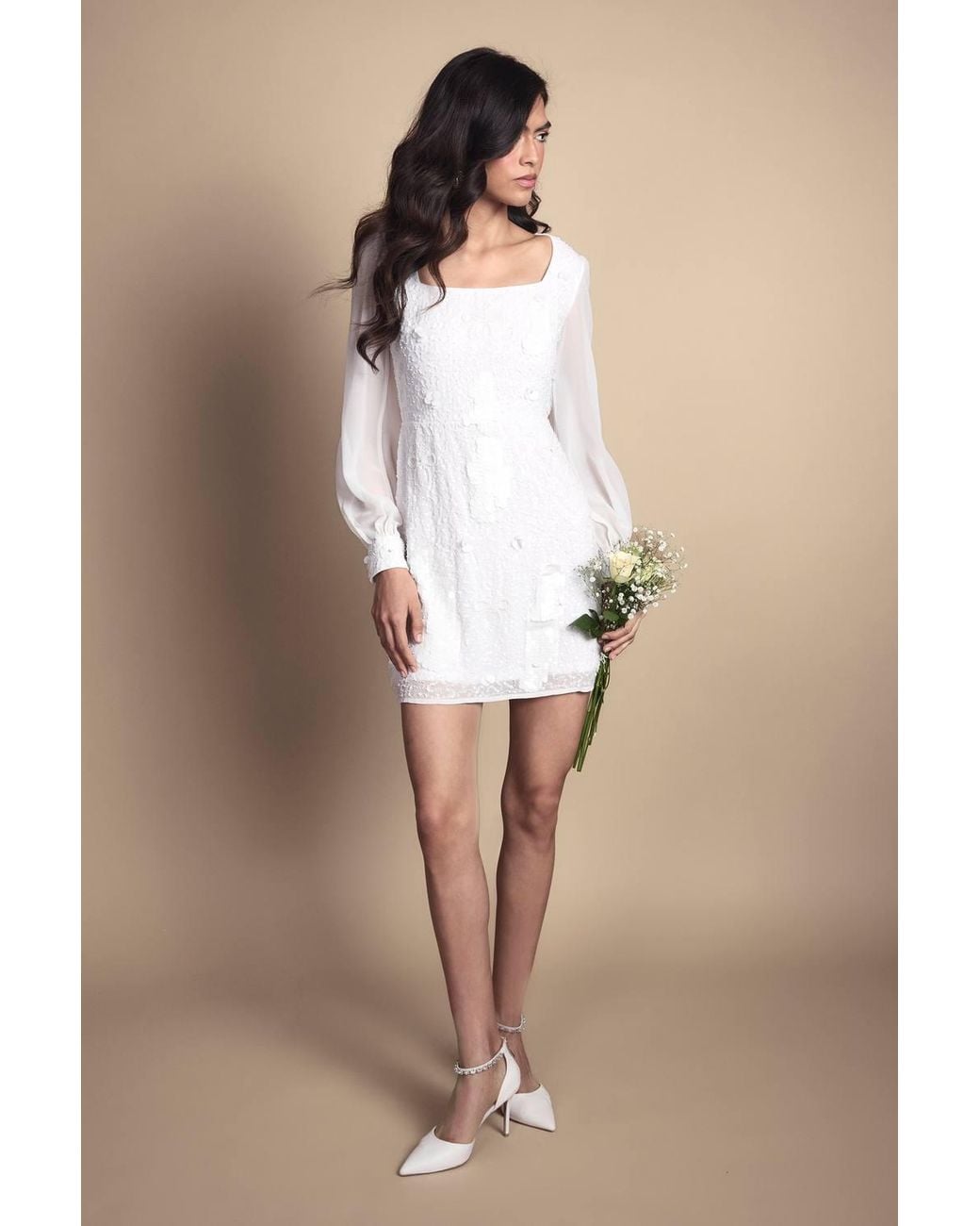 Coast Brown Bow Embellished Sleeve Mini Hen Dress