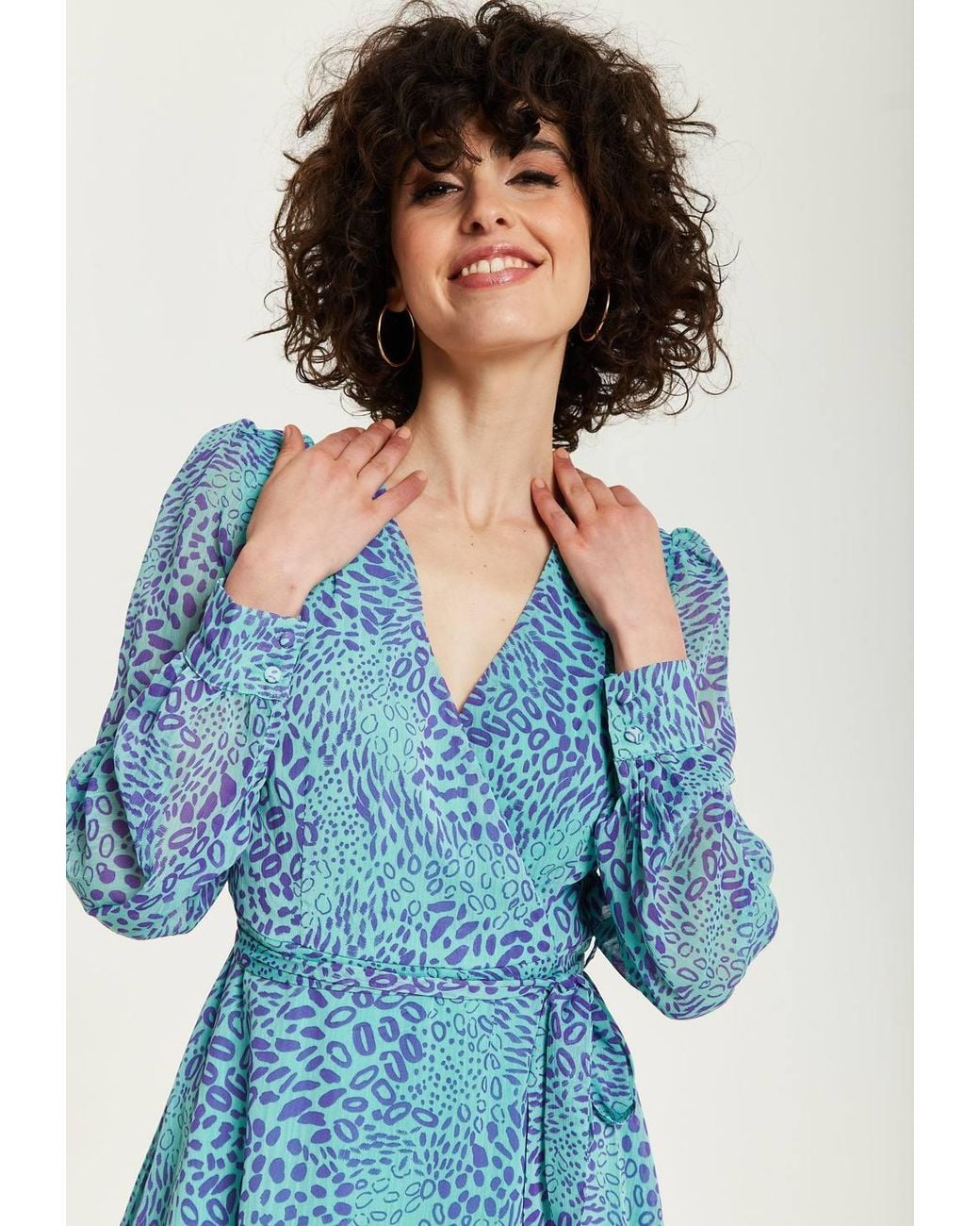 Liquorish Blue Animal Print Midi Dress