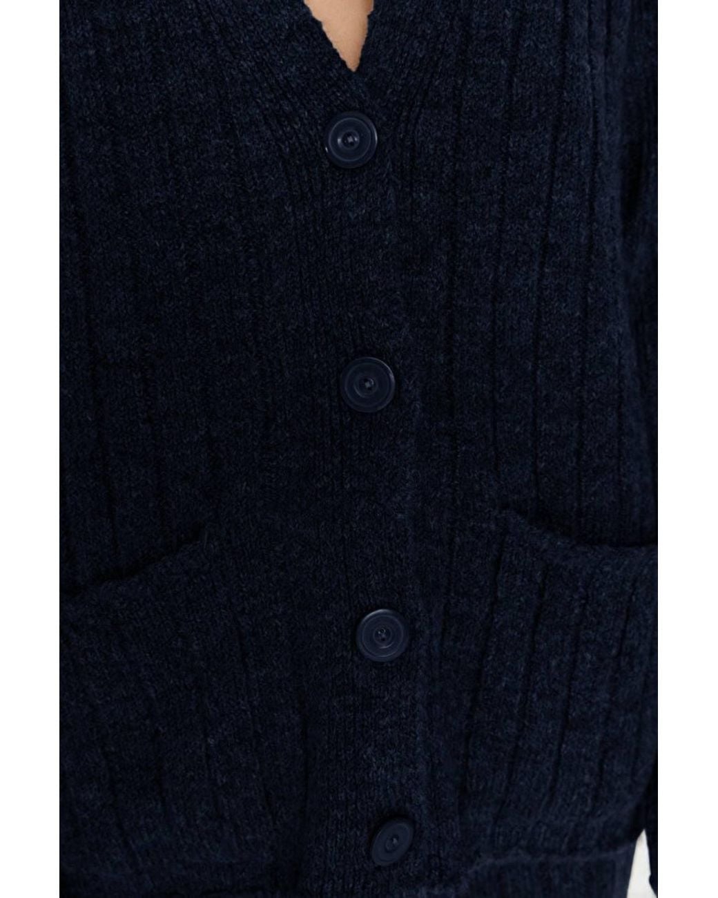WOVCOR Blue 2-Piece Set Ribbed Knit Cardigan & Wide Leg Trousers