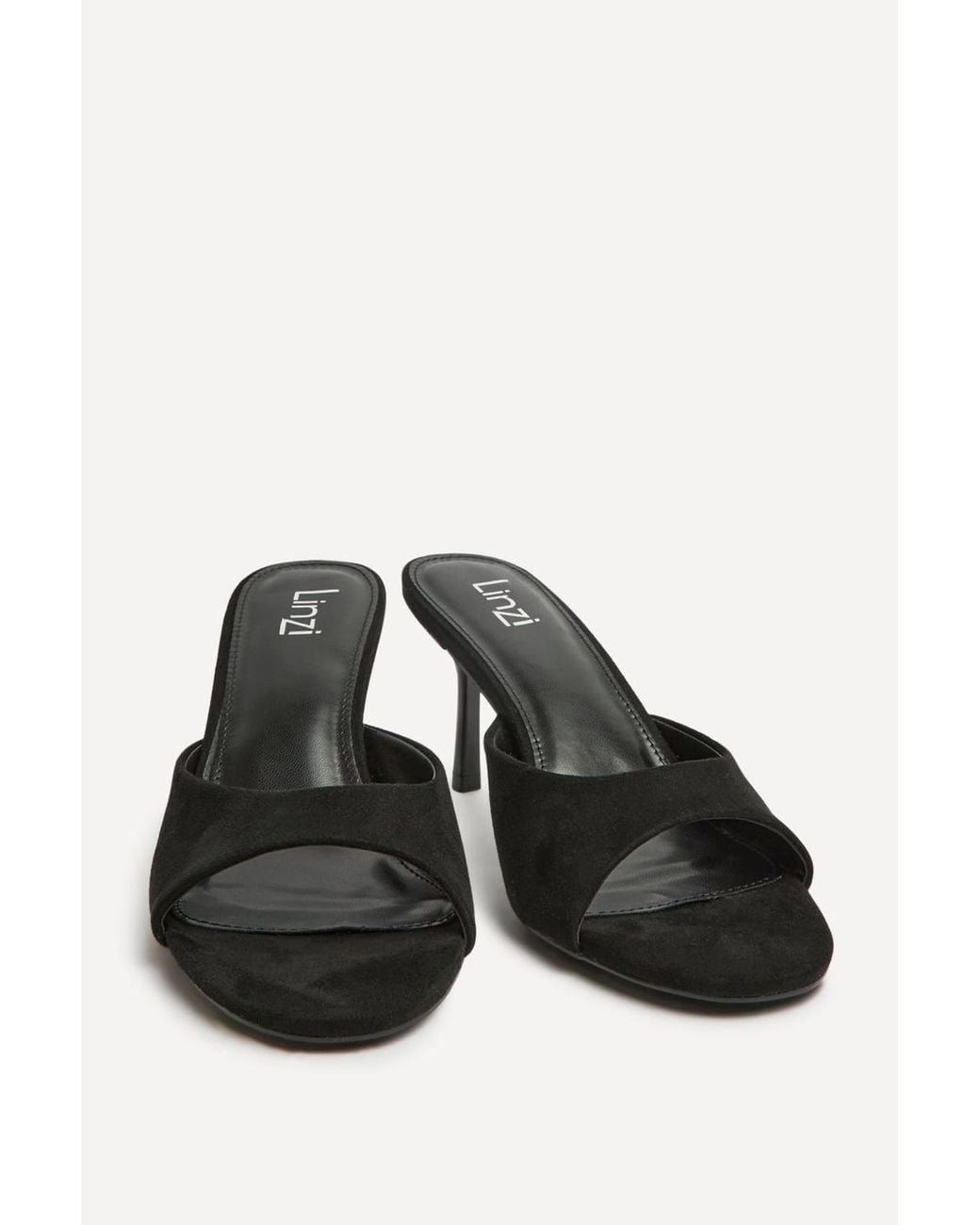 Linzi Black Erin Faux Suede Mule Heels