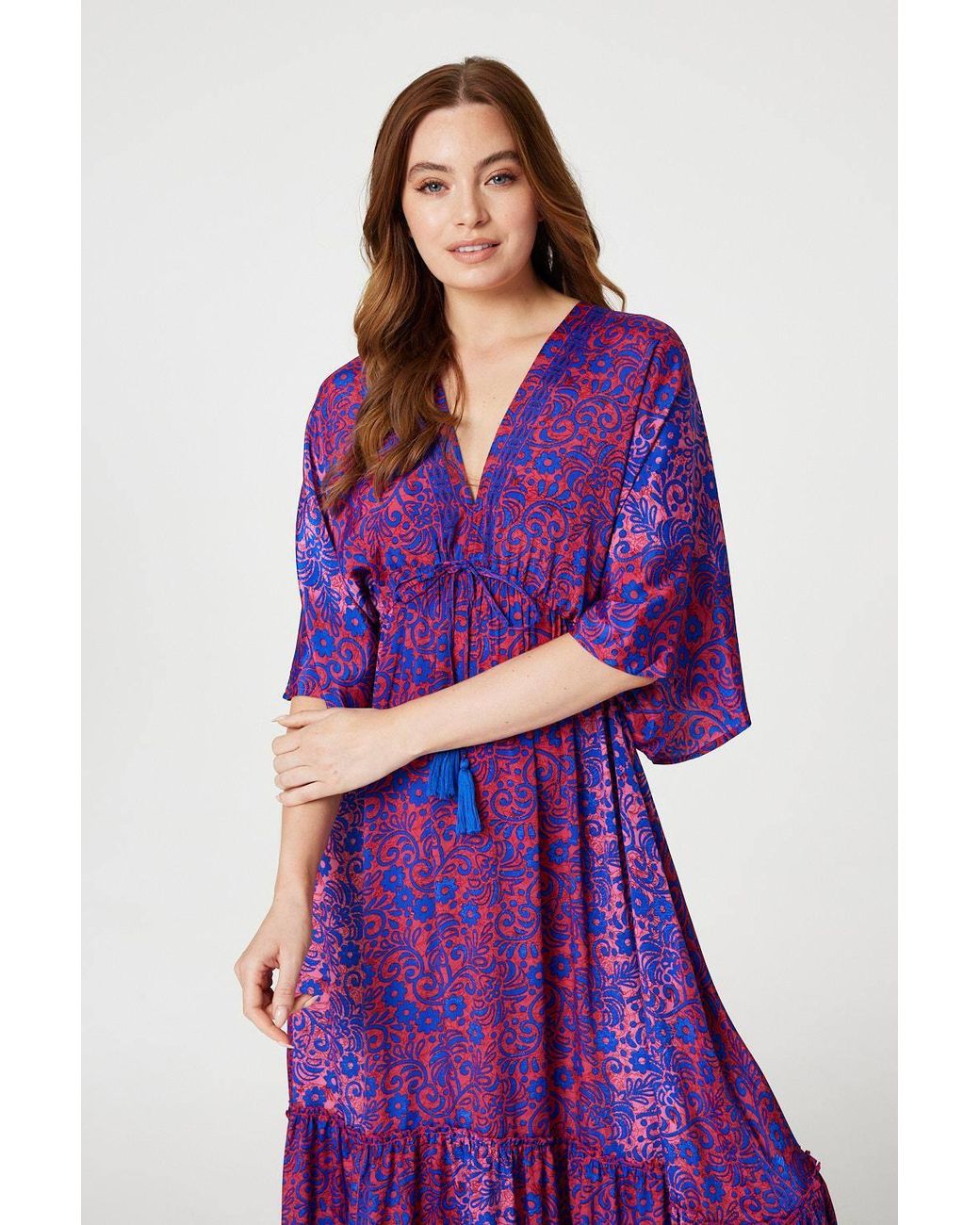 Izabel London Purple Floral Side Split Maxi Dress