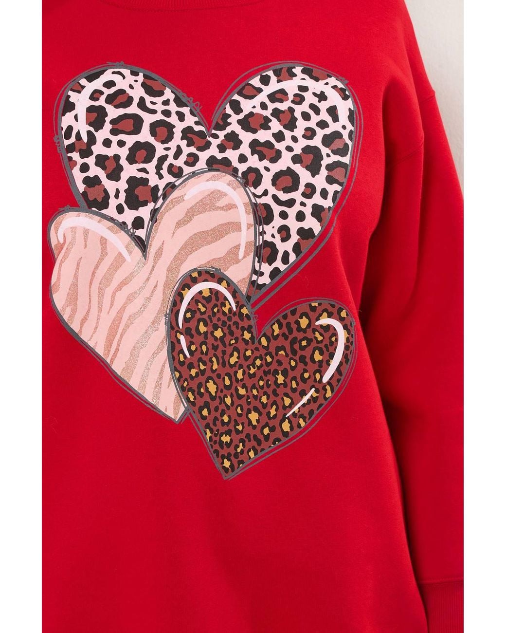 Yours Red Triple Heart Print Sweatshirt