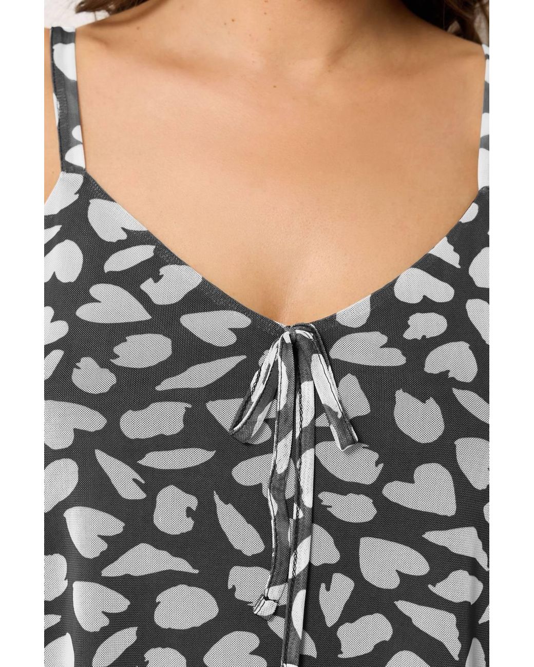 Yours Black Heart Mesh Vest Top