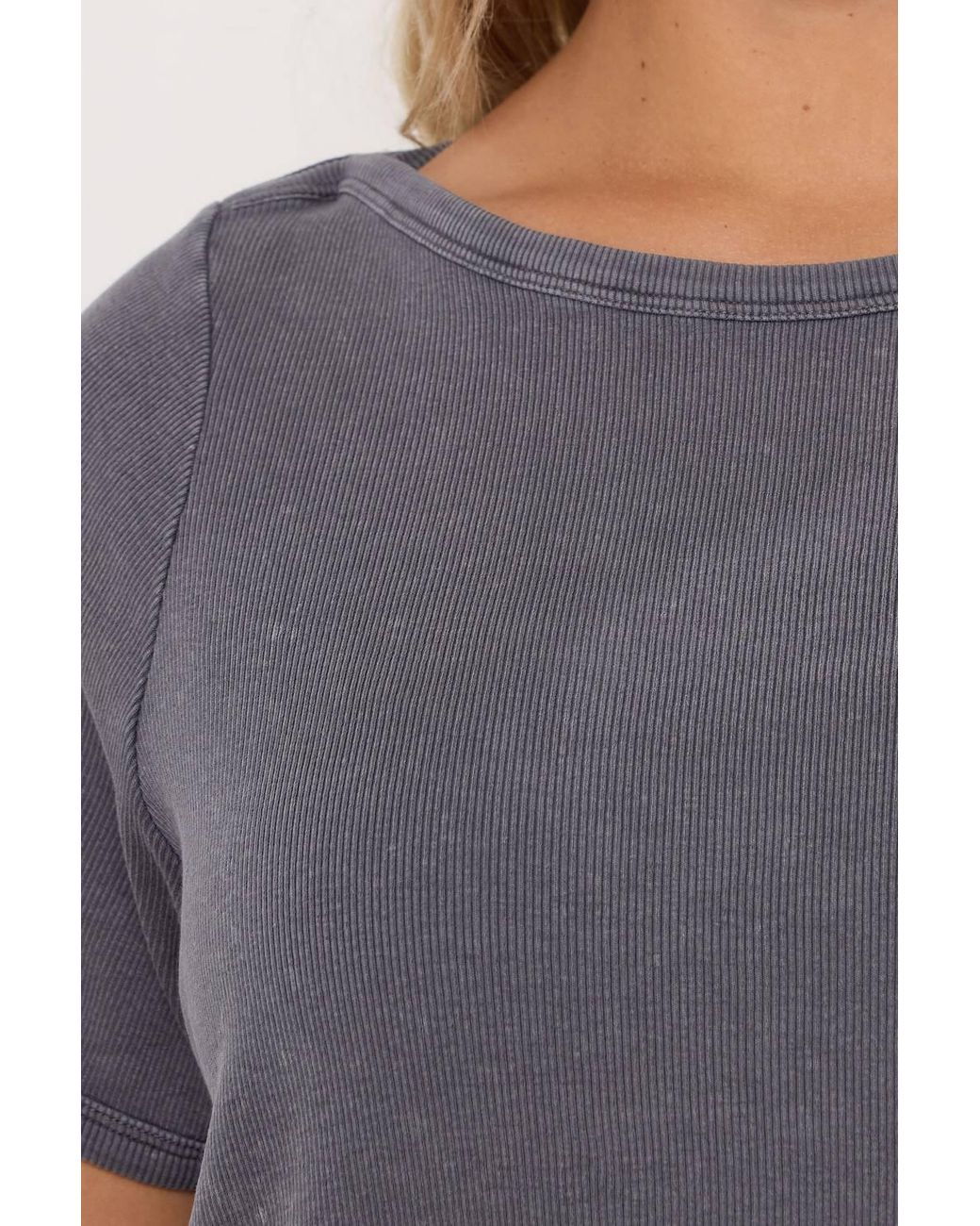 Yours Gray Acid Wash Ribbed Swing T-Shirt