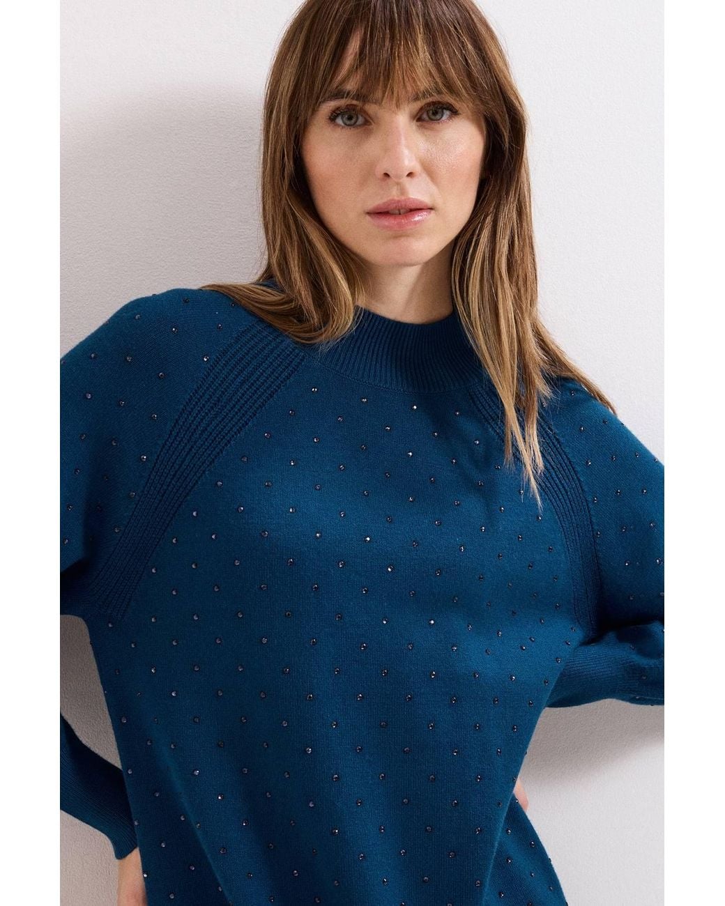 Phase Eight Blue Tala Hot Fix Long Sleeve Mini Dress