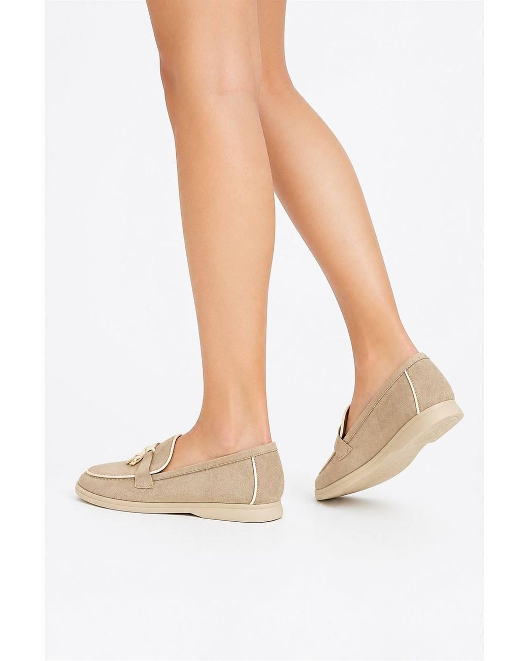 Miss Diva Natural Saskia Detail Flat Slip On Loafers