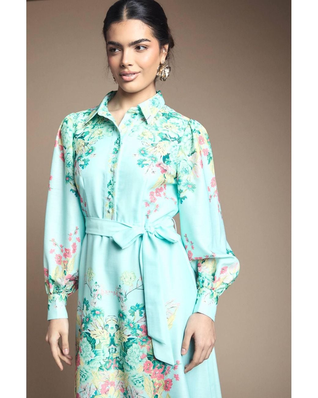 Wallis Green Summer Floral Western Shirt Dress