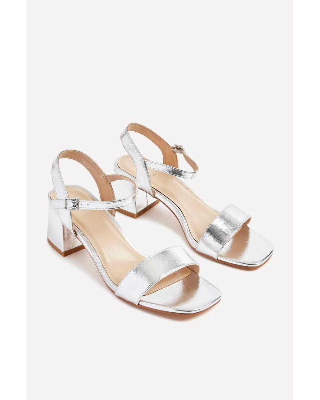 Linzi White Darcie Faux Leather Heeled Sandals