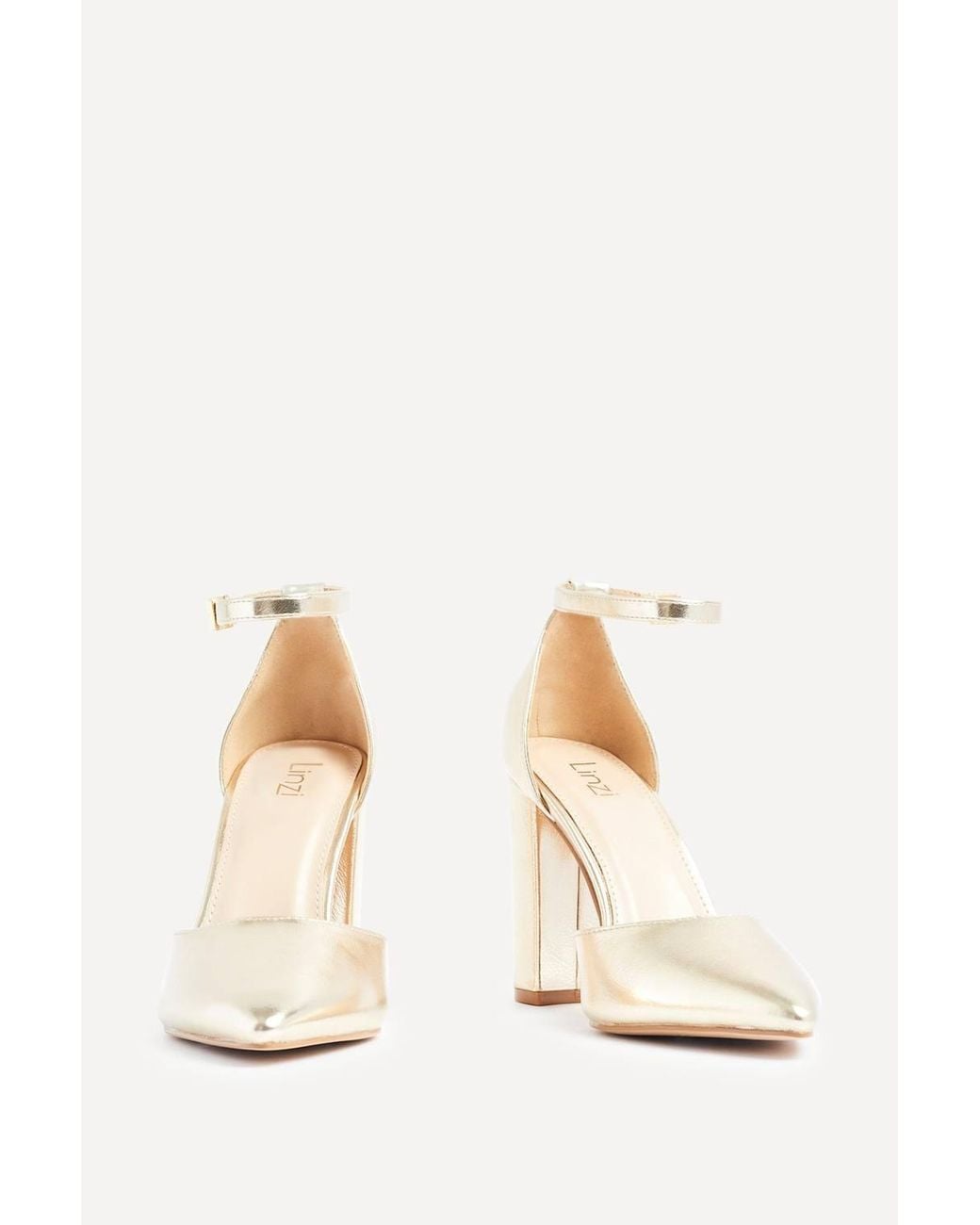 Linzi White Mara Faux Leather Block Heeled Court Shoe