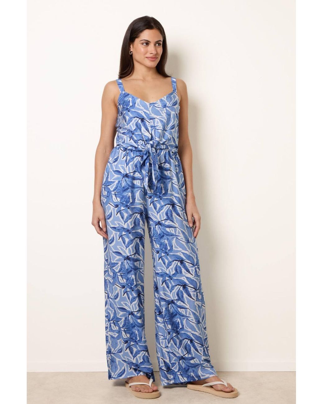 Blue Vanilla Blue Tie Front Jumpsuit