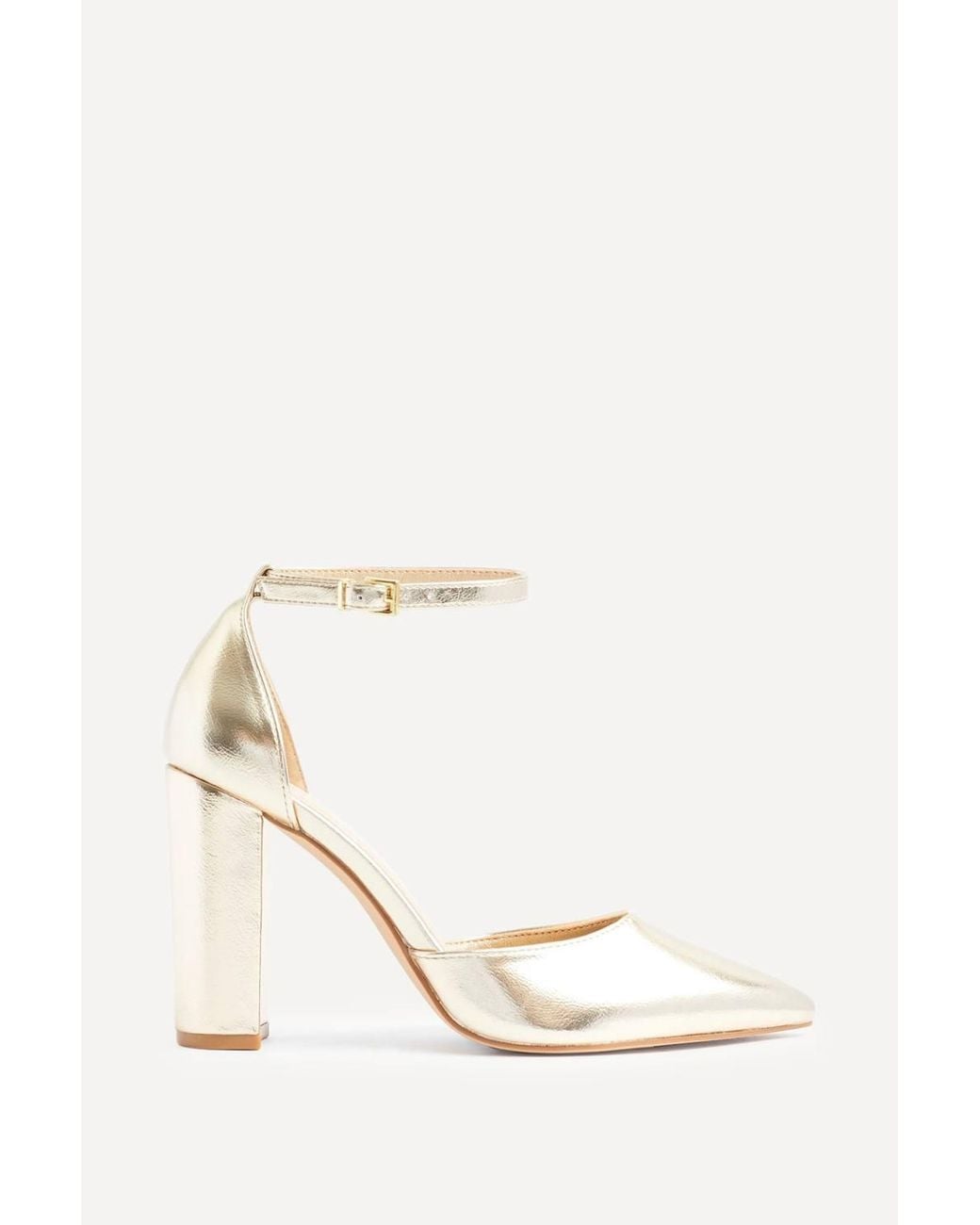 Linzi White Mara Faux Leather Block Heeled Court Shoe