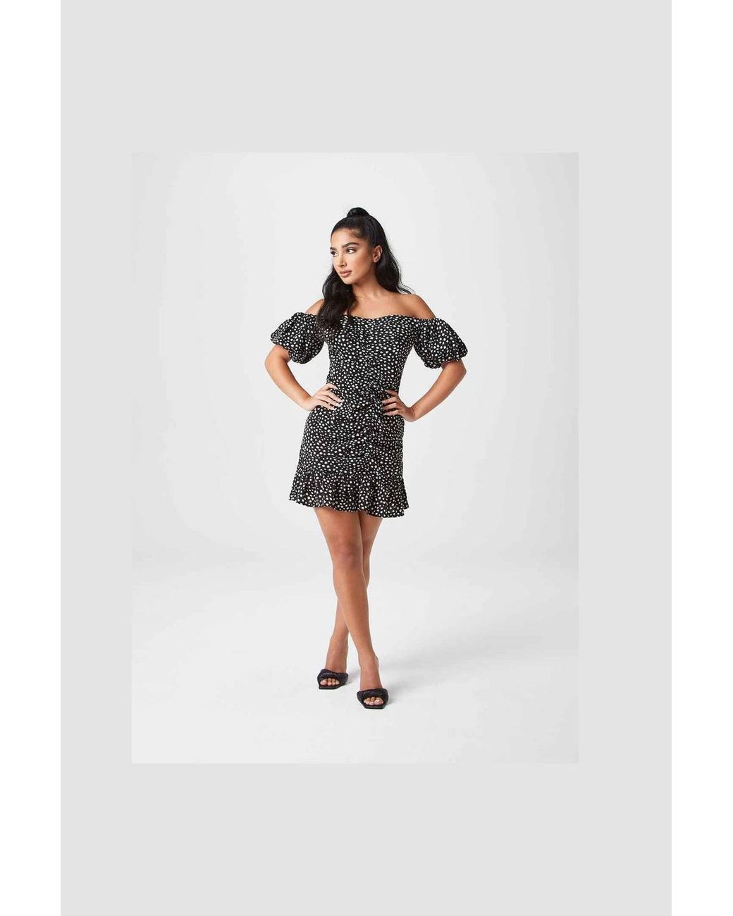 Urban Bliss Black Spot Ruched Dress