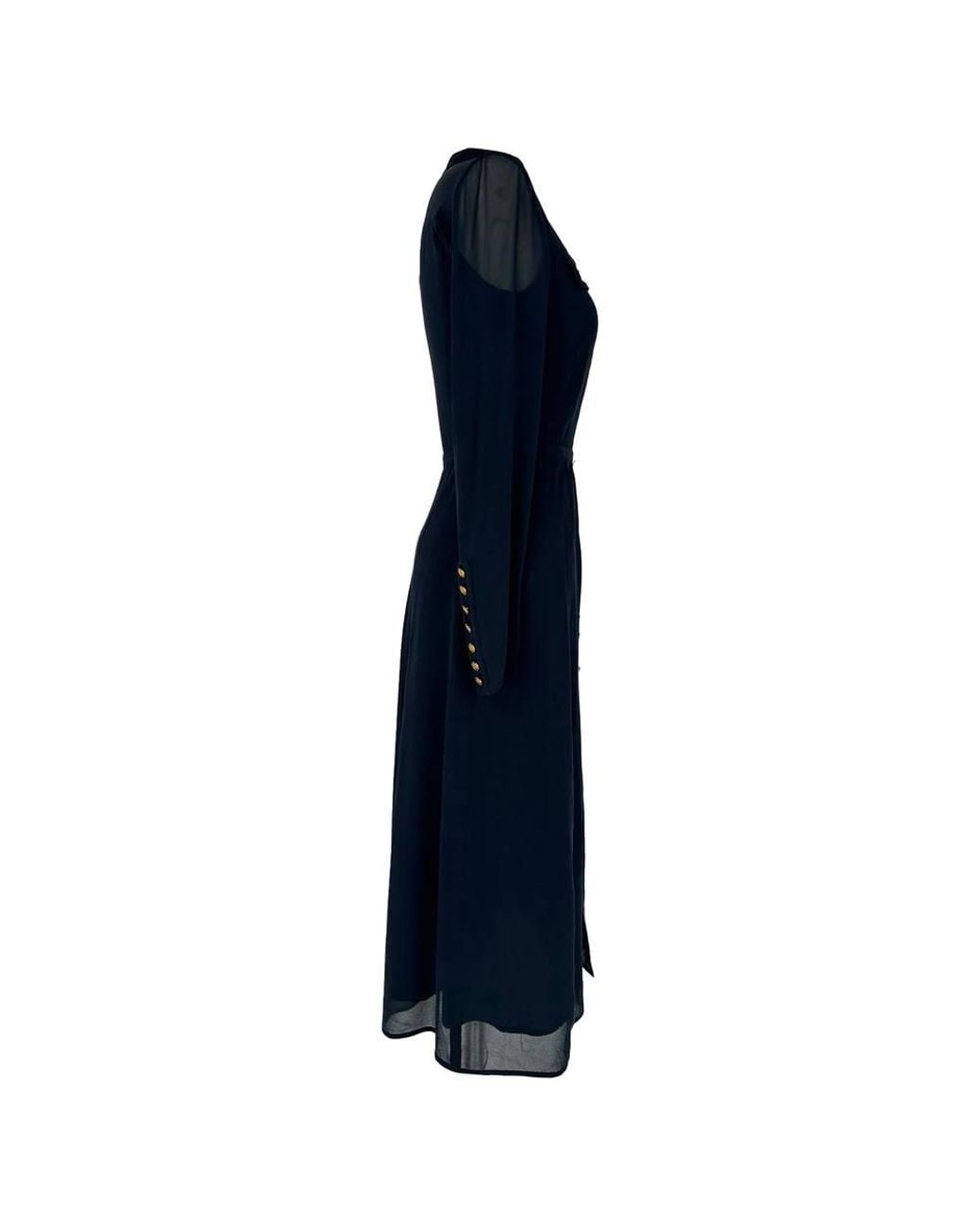 Burberry Blue Preloved Button-Down Long Sleeve Midi Dress