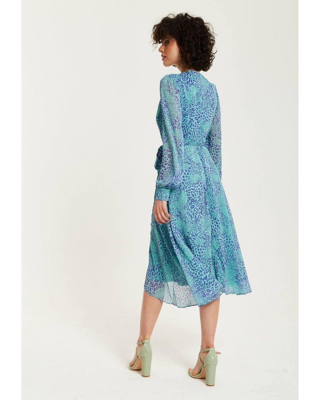 Liquorish Blue Animal Print Midi Dress