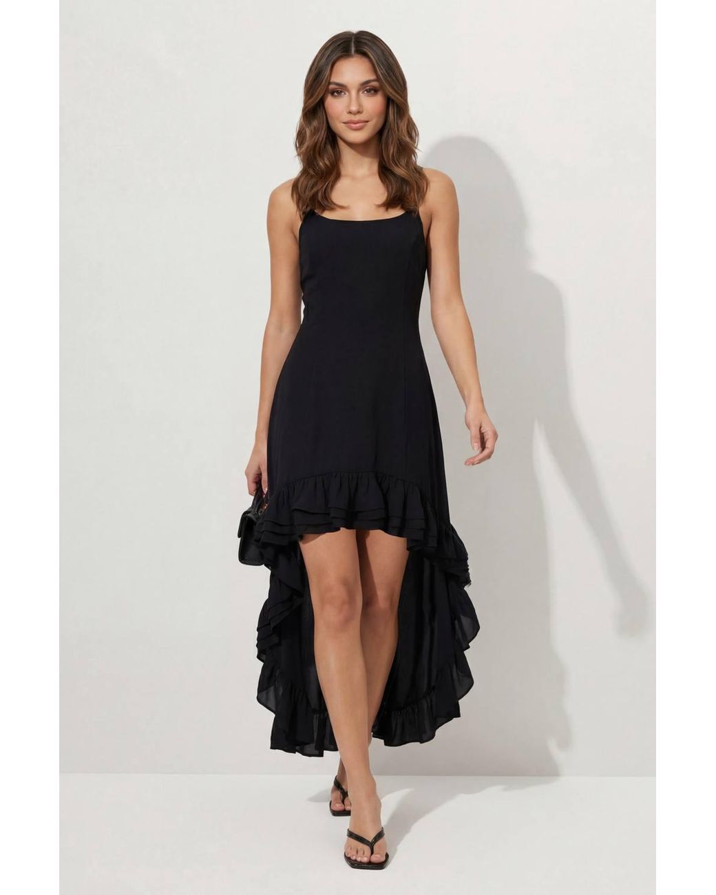MissPap Blue Premium Chiffon Ruffle Maxi Dress