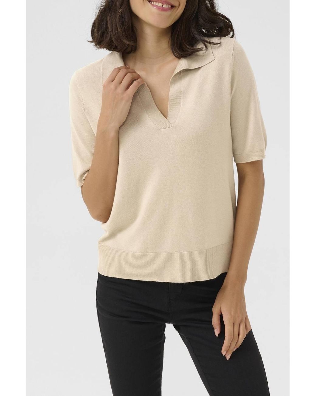 Kaffe Natural Kalizza Short Sleeves Polo Pullover