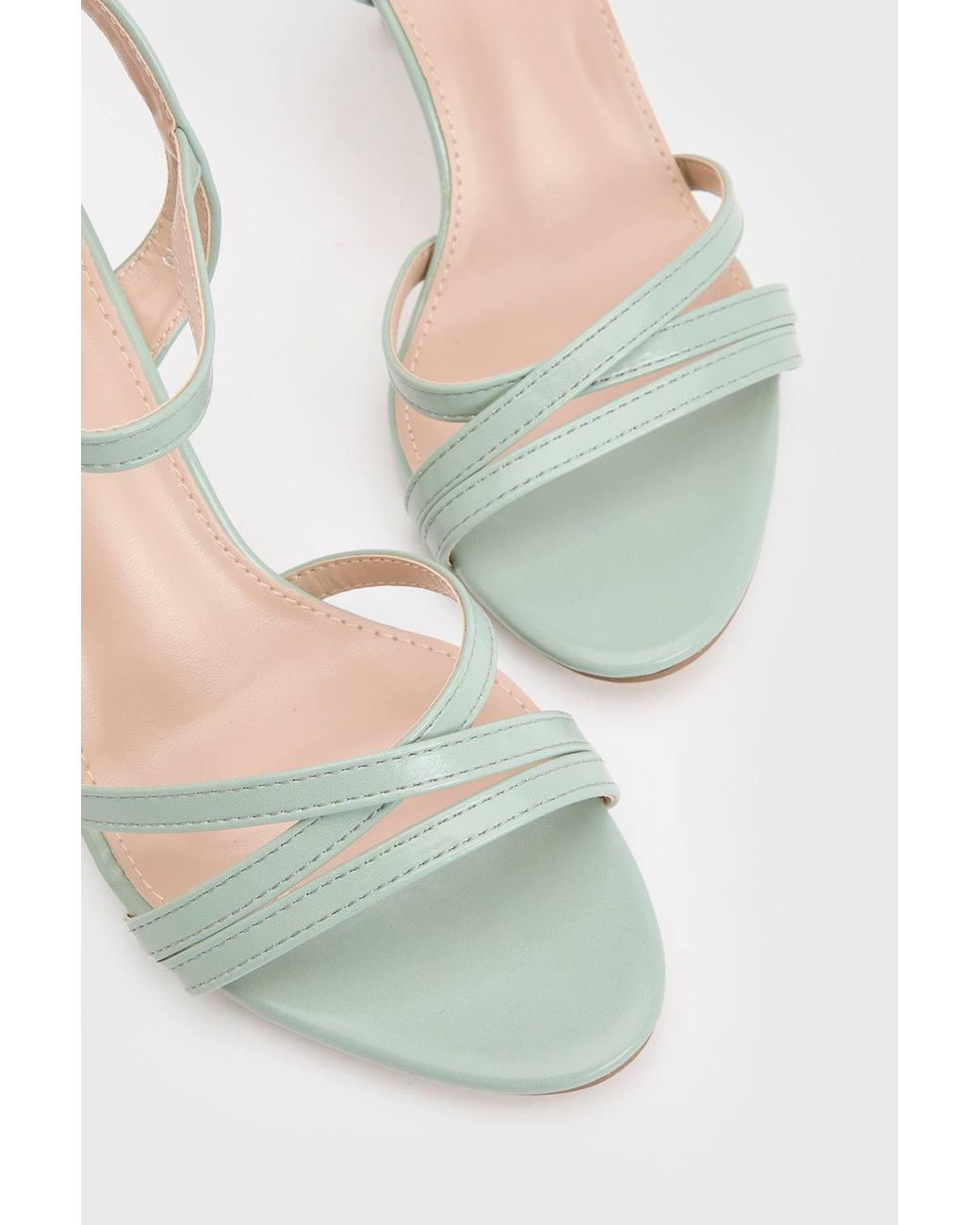 Dorothy Perkins Green Peppa Faux Leather Strappy 2 Part Heeled Sandals