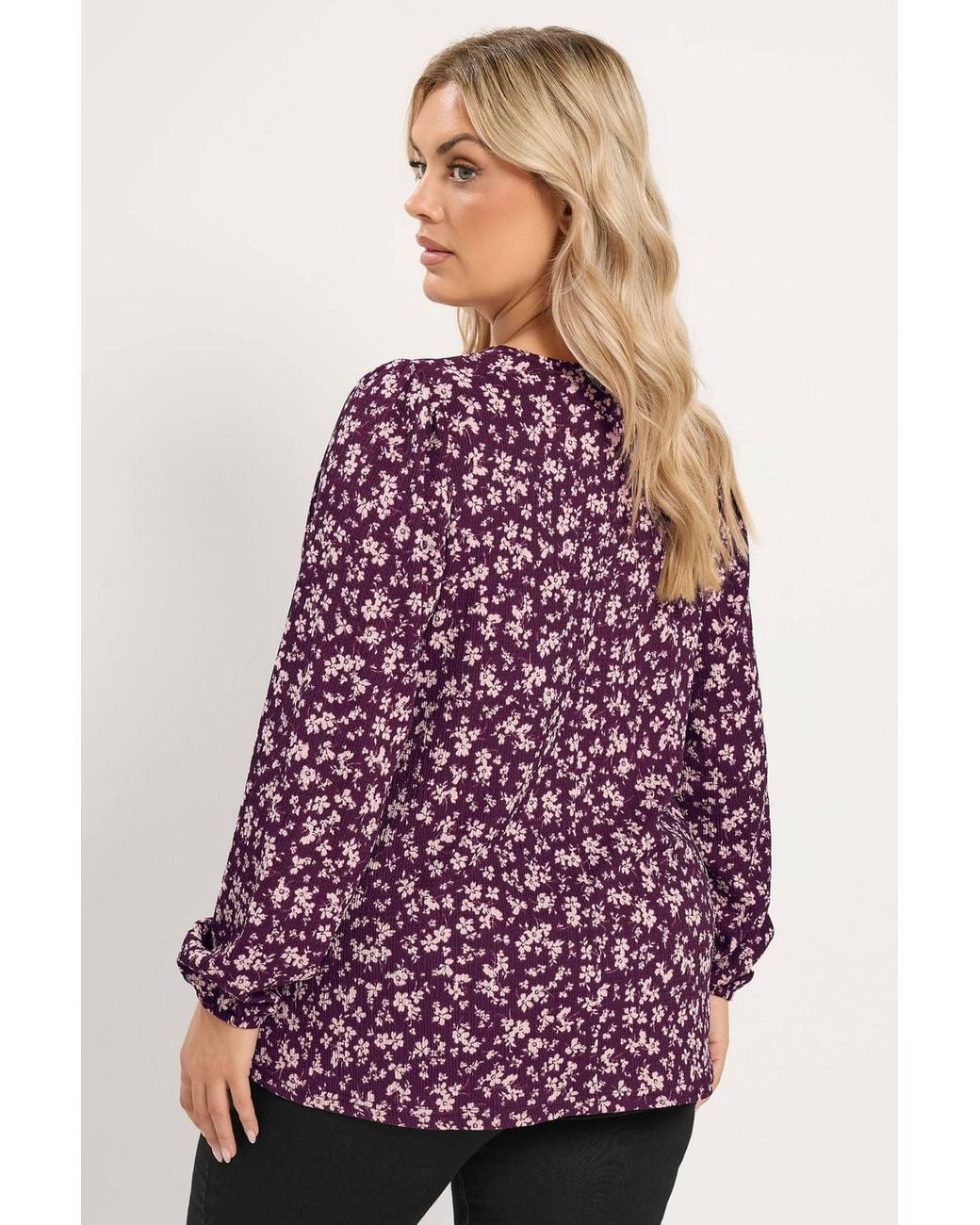 Yours Red Floral Balloon Sleeve Top