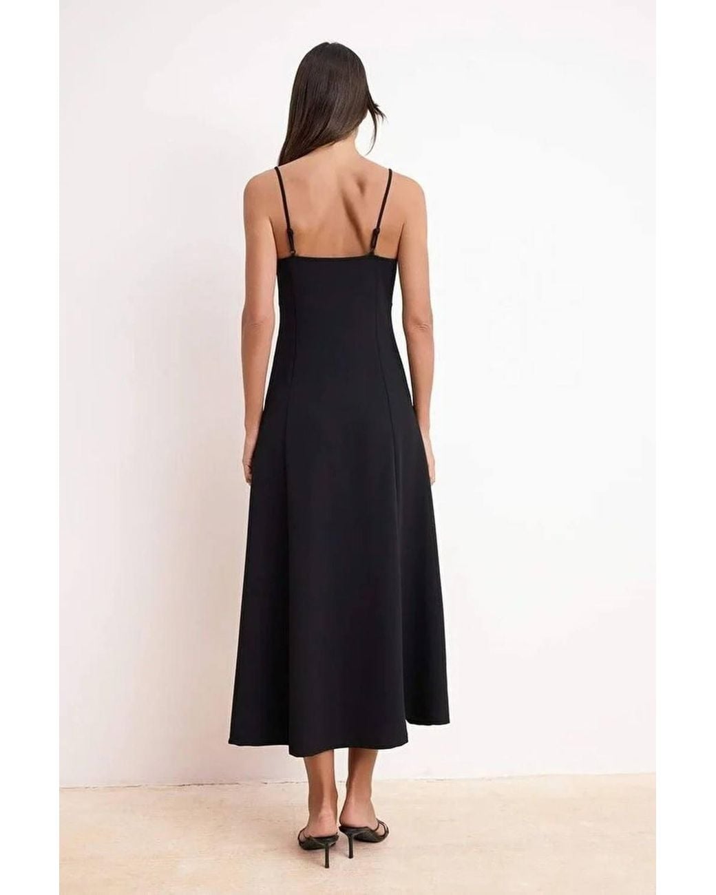 WOVCOR Black Sweetheart Strappy Flared Maxi Dress W/ Side Slit