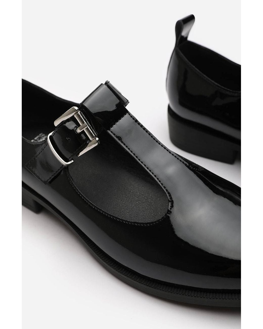 Where's That From Black 'Piper' Extra Wide Fit Mary Jane Loafers W/ Buckle Strap