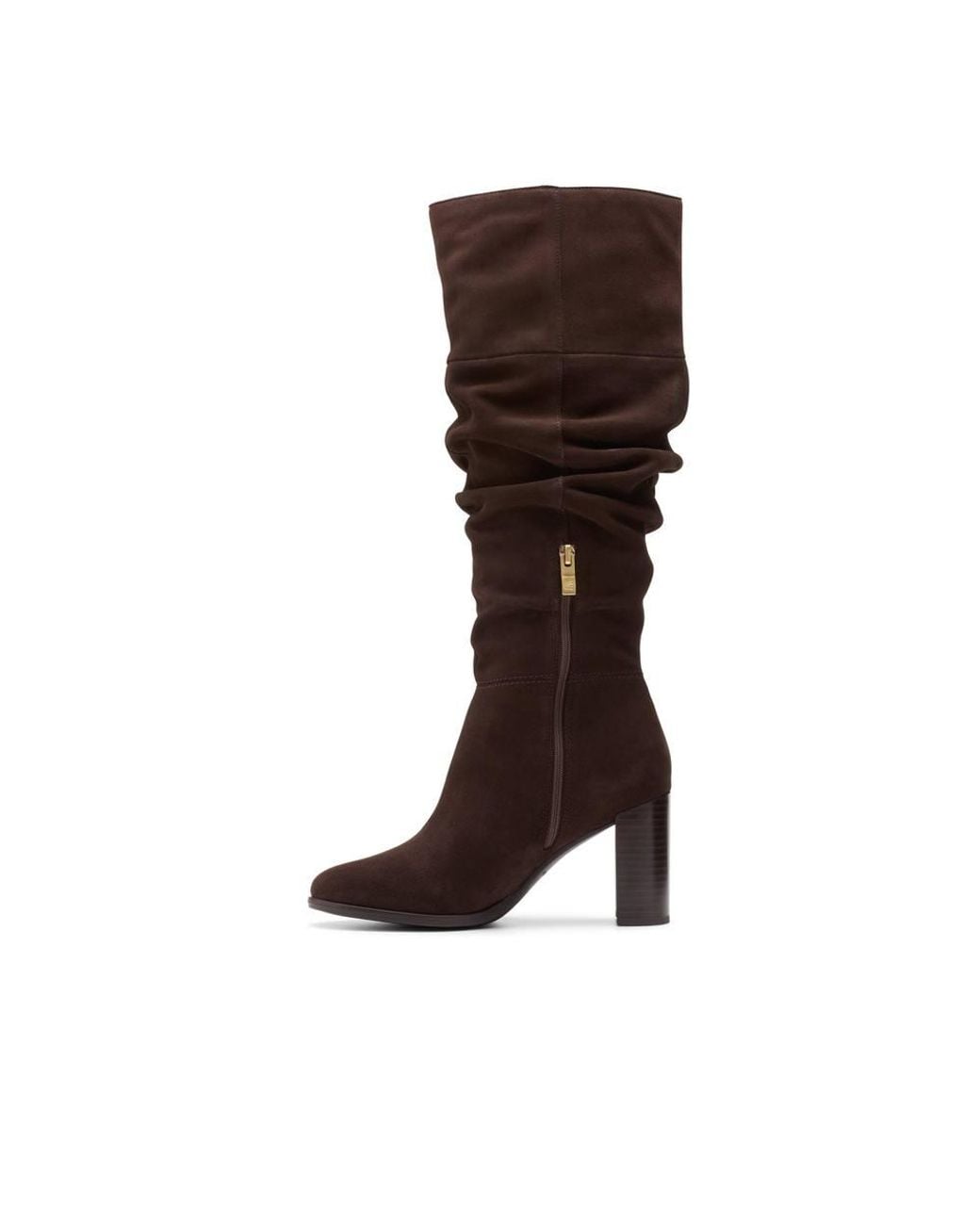 Clarks Brown Freva 85 Slouch Dark Suede Knee High Boots