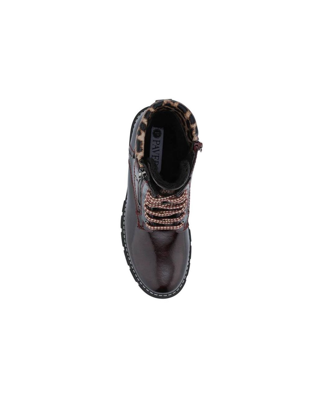 Pavers Brown Patent Zip & Lace Up Ankle Boots
