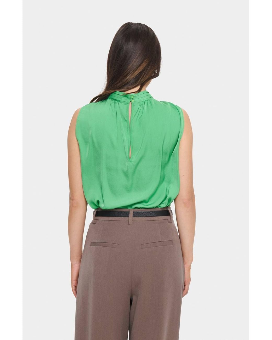 Saint Tropez Green Aileen Sleeveless High Neck Top