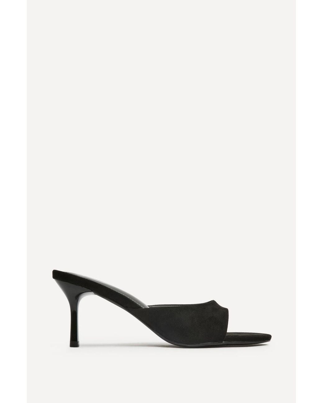 Linzi Black Erin Faux Suede Mule Heels